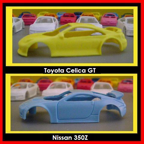 Toyota Celica GT and Nissan 350Z resin bodies